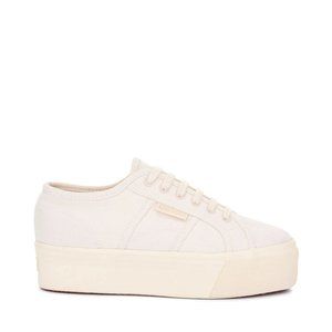 Superga 2790 Organic Canvas Herringbone Platform in Natural Beige